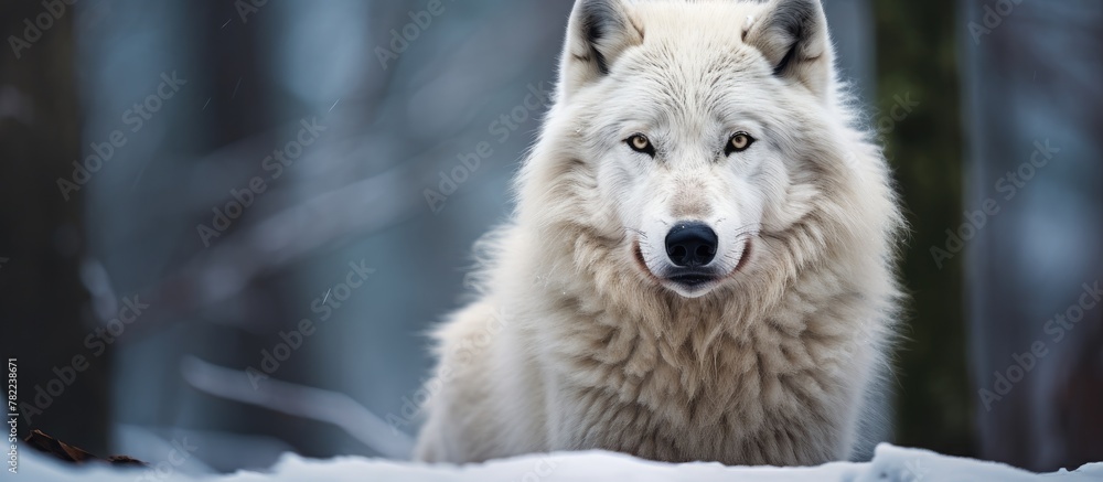 Fototapeta premium White wolf in winter forest