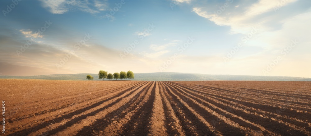 Plowed Field with Tree-lined Horizon