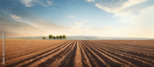 Plowed Field with Tree-lined Horizon