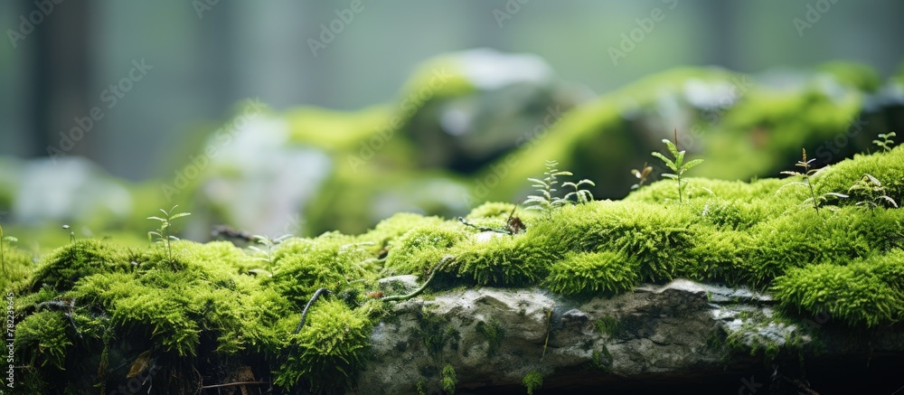 Moss on a rock in forest Moss on a rock in forest
