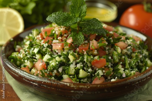 Traditional tabbouleh salad plate photo