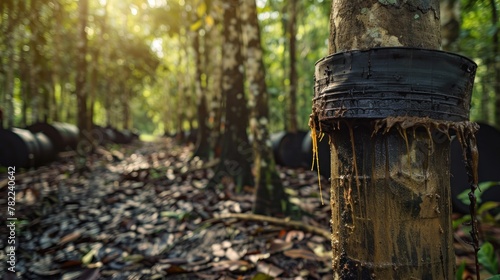 Rubber Latex extracted from rubber tree, Popular industrial photo