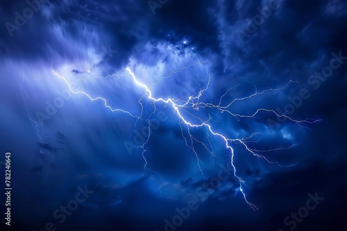 electrifying lightning bolt illuminates the night sky abstract photo