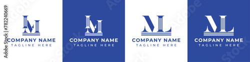 Letters LM and ML Pillar Logo, suitable for business with LM and ML related to Pillar