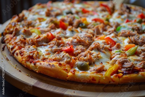 Tuna mozzarella olive pepper homemade pizza