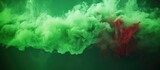 Green and red smoke close-up