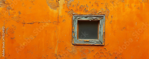 Small window on a textured orange wall © cac_tus