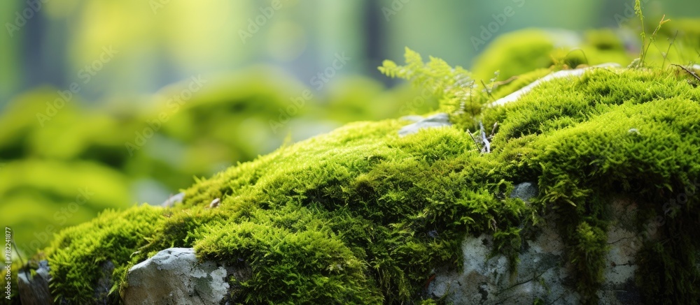 Close-up of mossy stone in forest Close-up of mossy stone in forest