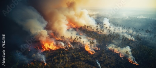 Wildfire blazing through Florida forest