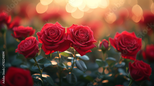 Red roses with soft bokeh background