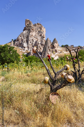 Beautiful view of Uchisar, an ancient village in Cappadocia