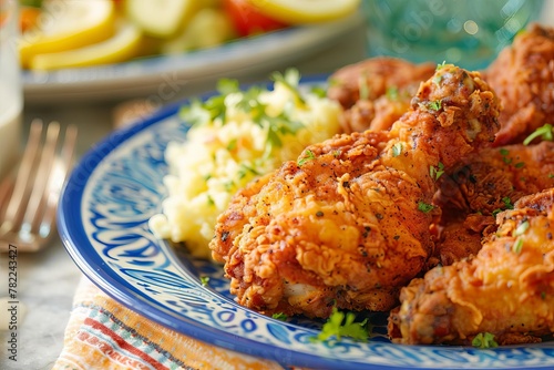 golden crispy buttermilk fried chicken flavorful southern comfort food mouthwatering food photography photo