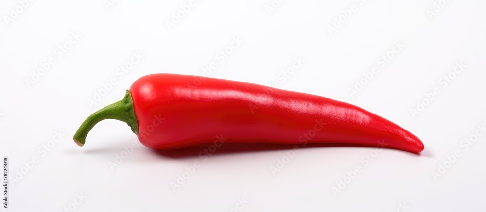 Plastic red pepper on white surface