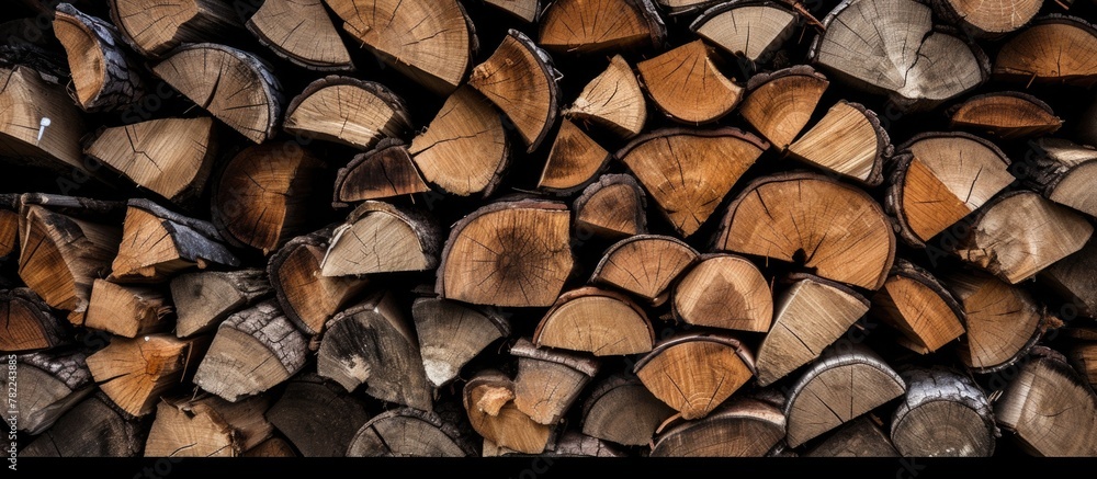 A pile of timber against a dark backdrop A pile of timber against a dark backdrop