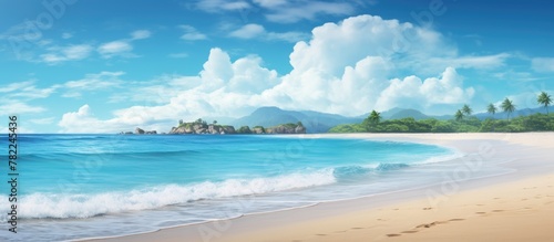 Beautiful mountain view at a tranquil beach