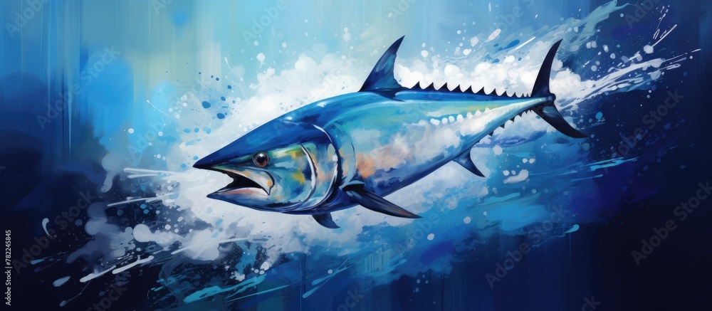 Fototapeta premium Bluefinch splashing in water