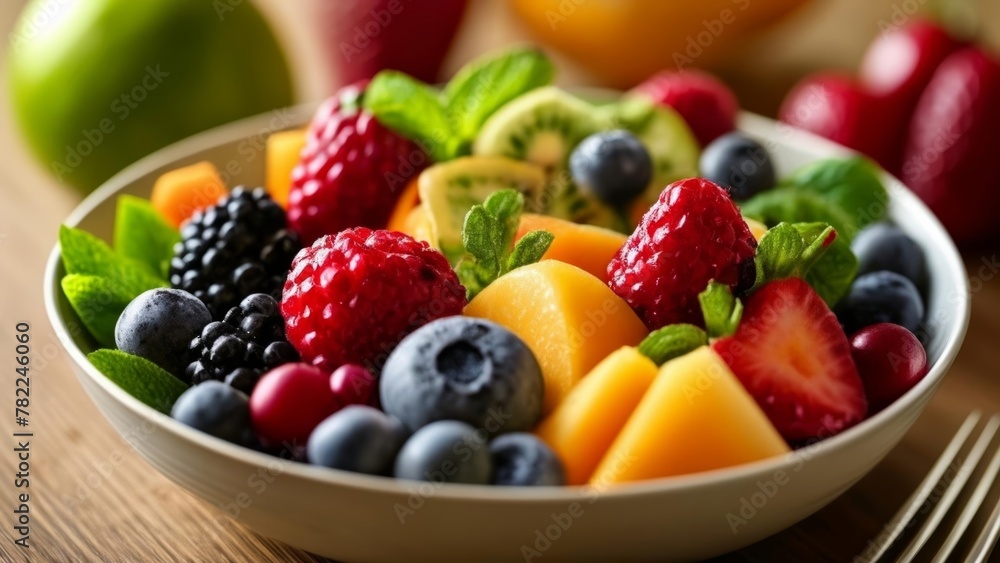 Fresh and vibrant fruit salad ready to be enjoyed Fresh and vibrant fruit salad ready to be enjoyed