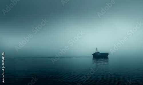 A ship on the sea with blue vibes photo