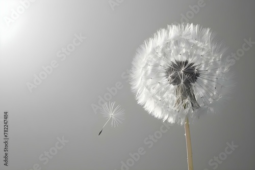 Serenity in Bloom: Sunlit Dandelion on White. Concept Nature Photography, Botanical Subjects, Fine Art Prints, Floral Close-ups