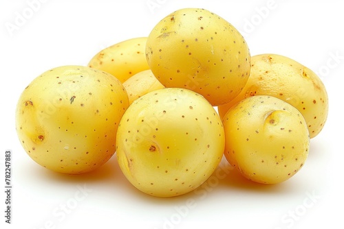 A cluster of clean, fresh baby potatoes isolated on a white background, ready for culinary use.