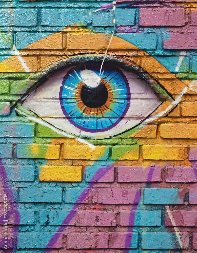 Eye Graffiti on a Brick Wall. Graffiti. City Modern Pop Art