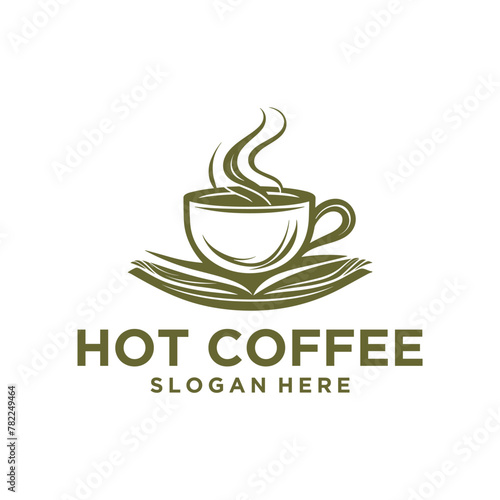 Coffee book, cafe and restaurant logo vector illustration
