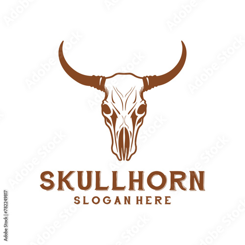 Skull horn logo vector illustration
