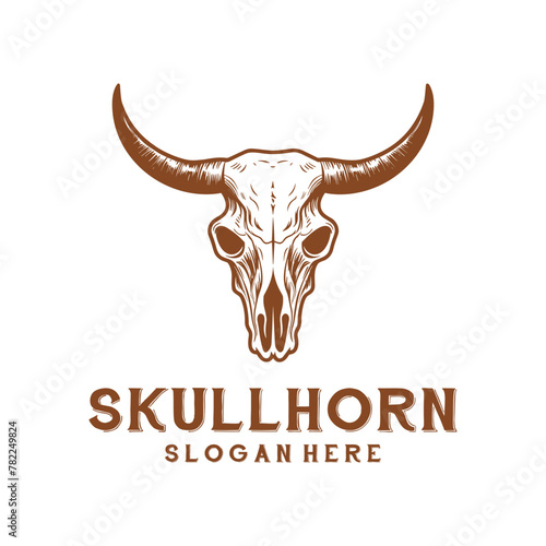 Skull horn logo vector illustration