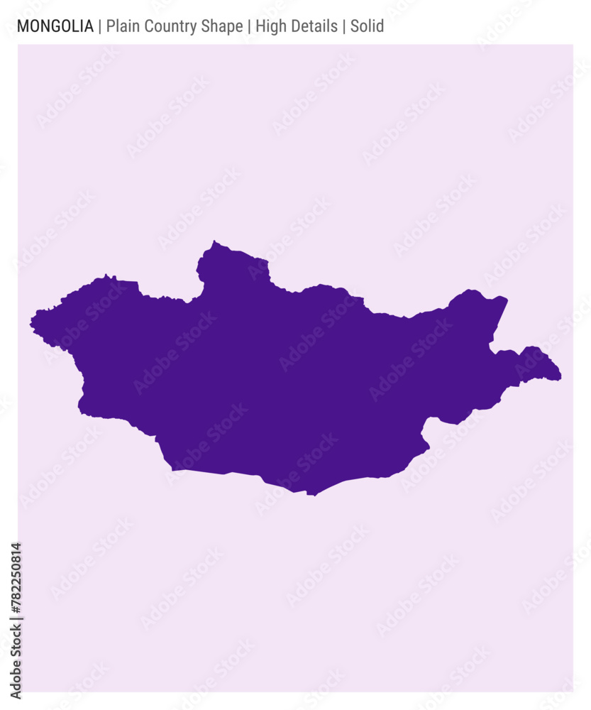 Fototapeta premium Mongolia plain country map. High details. Solid style. Shape of Mongolia. Vector illustration.