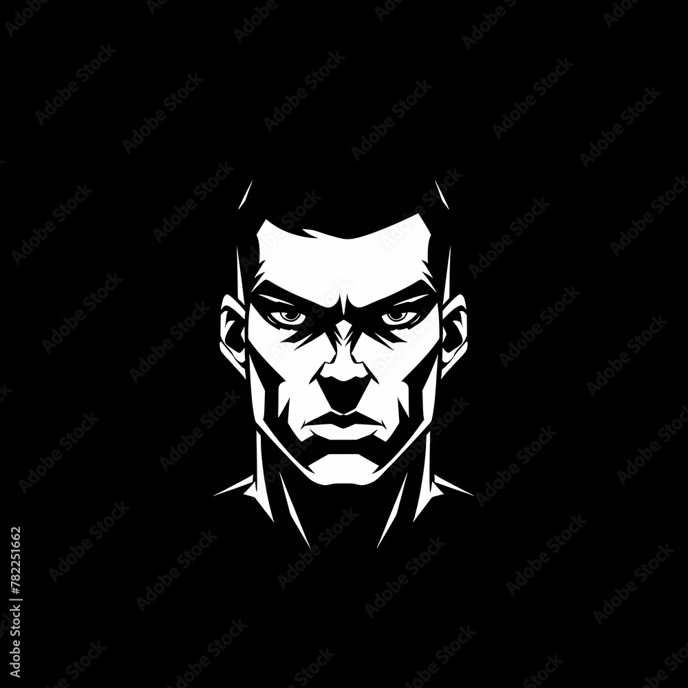 Simplified Black and White Human Face Artwork Simplified Black and White Human Face Artwork