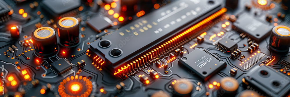 High-Tech Processor and Circuit Design, Blue Digital Computing Background, Electronics and Engineering Concept High-Tech Processor and Circuit Design, Blue Digital Computing Background, Electronics and Engineering Concept