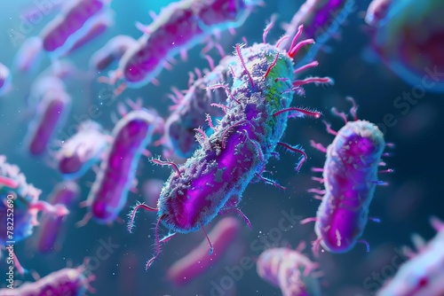 microscopic view of escherichia coli bacteria 3d rendering of e coli strains for scientific research photo