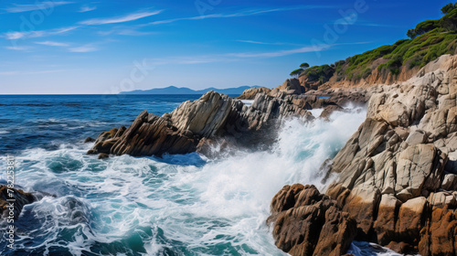 waves on the rocks.