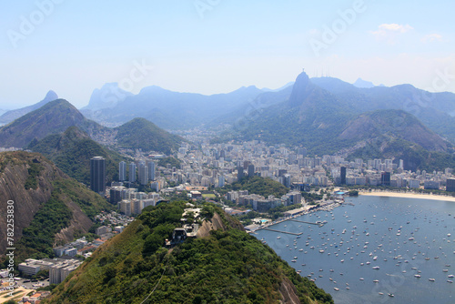 Cable car and Sugar Loaf mountain in Rio de Janeiro, Brazil, Latin America. photo