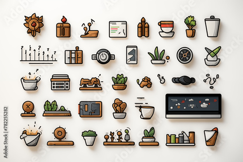 Coffee shop and coffee shop icons set. Vector illustration.