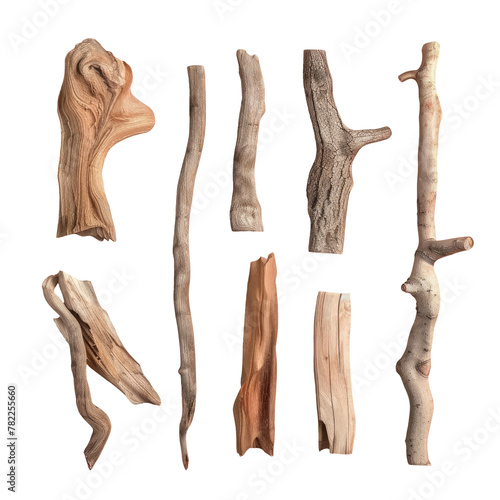 Close-up of assorted twigs on Transparent Background