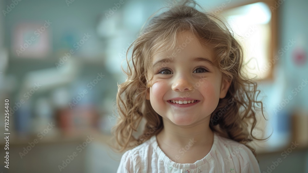 A woman in a white coat is smiling at a young girl A woman in a white coat is smiling at a young girl