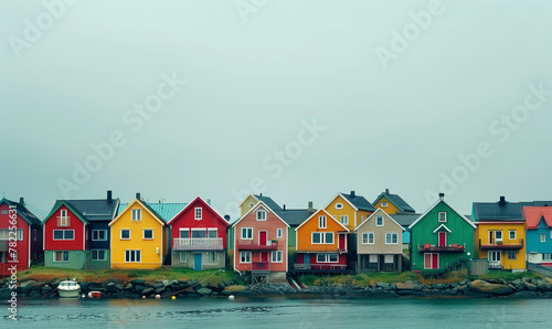 Colorful group of houses in the town side