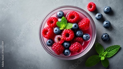  Fresh berries mint and a hint of raspberry coulis