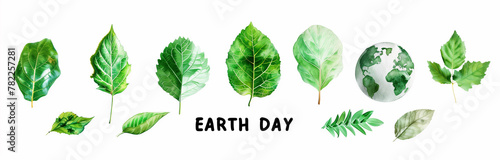  earth day  written on white background with green leaves  