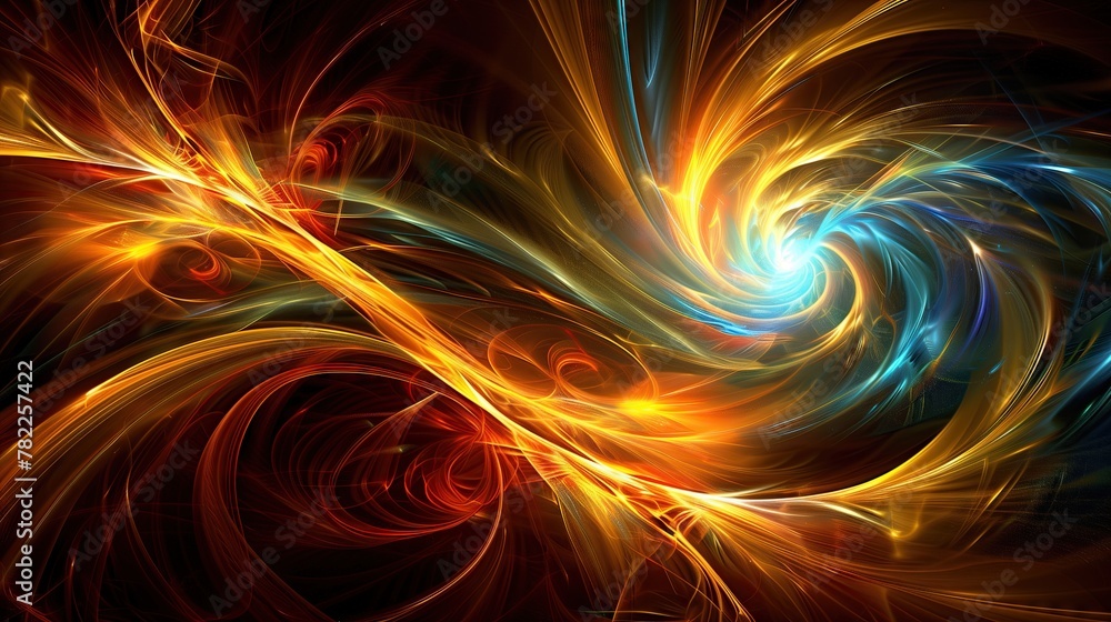 Vibrant Fractal Energy Flow in Blue and Black with Glowing Lines and Dynamic Motion Vibrant Fractal Energy Flow in Blue and Black with Glowing Lines and Dynamic Motion