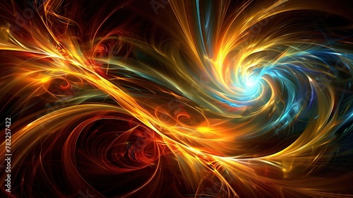 Vibrant Fractal Energy Flow in Blue and Black with Glowing Lines and Dynamic Motion