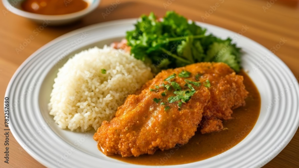 Delicious Asian cuisine served on a white plate Delicious Asian cuisine served on a white plate