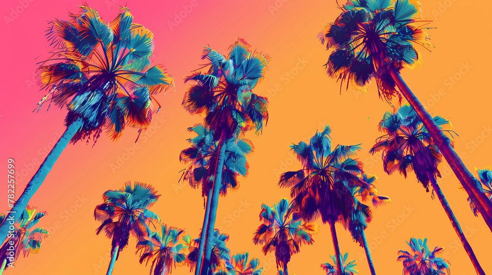 Obraz premium Colorful Illustration of palm trees