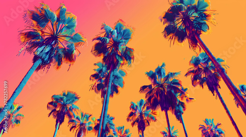 Colorful Illustration of palm trees © Graphic Resources