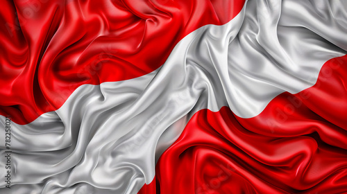 Elegant silk fabric waves colors of flag Austria red white, texture and design concept