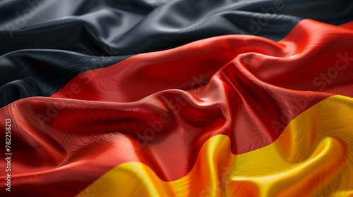 Elegant silk fabric background German flag color black red gold. National pride, patriotism Germany