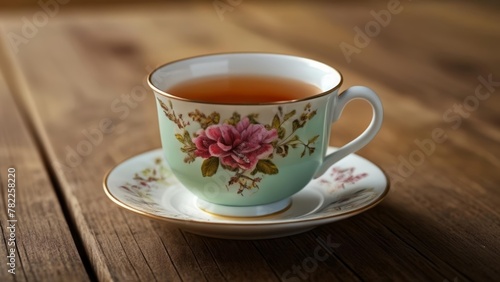  A moment of tranquility with a floral teacup