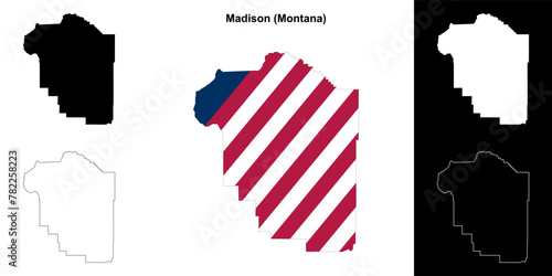 Madison County (Montana) outline map set photo