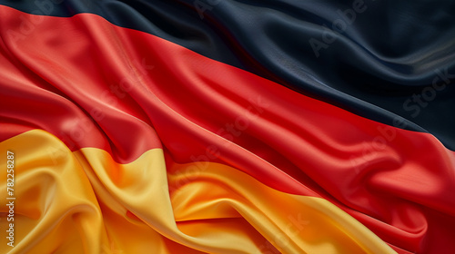 Silk fabric texture background, Germany flag colors. German pride, culture, nationalism wavy silk